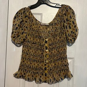 Prada silk ruched abstract print blouse!!